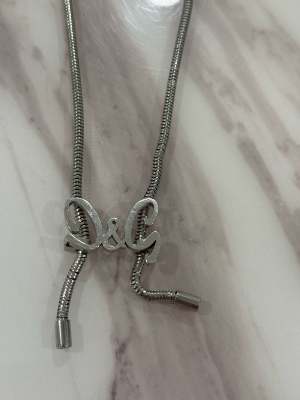 Dolce & Gabbana Silver D&G Logo Adjustable Necklace